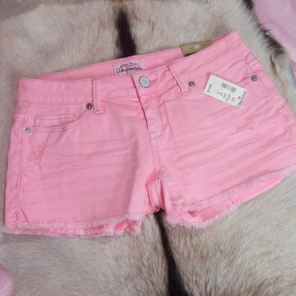 AEROPOSTALE  PINK JEAN DENIM SHORTS - Picture 2 of 8